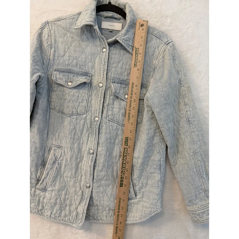 BLANKNYC Women Small Light Wash Quilted Denim Shirt Jacket Shacket 02XC6263 Blue